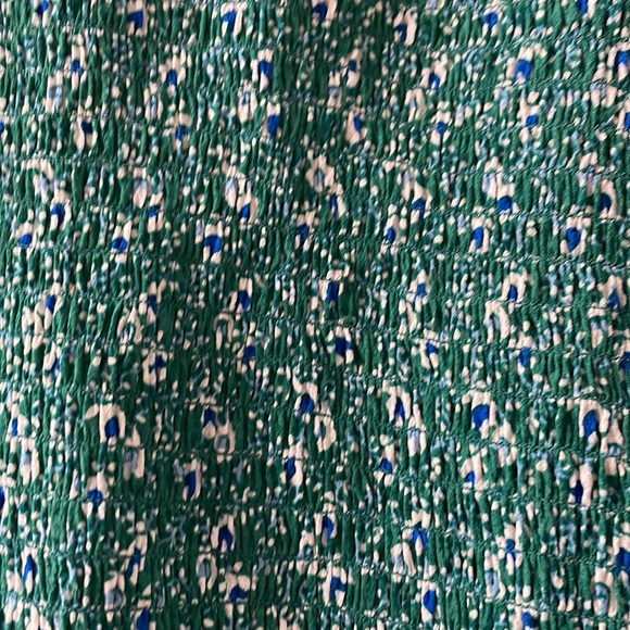 Preowned loft sun dress size 12. Sleeveless green, blue, and white print. - Picture 4 of 7